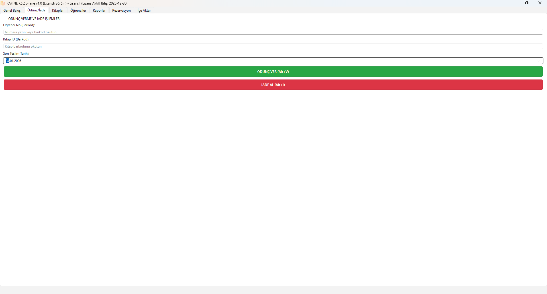 Hızlı Kitap Verme ve Alma İşlemi