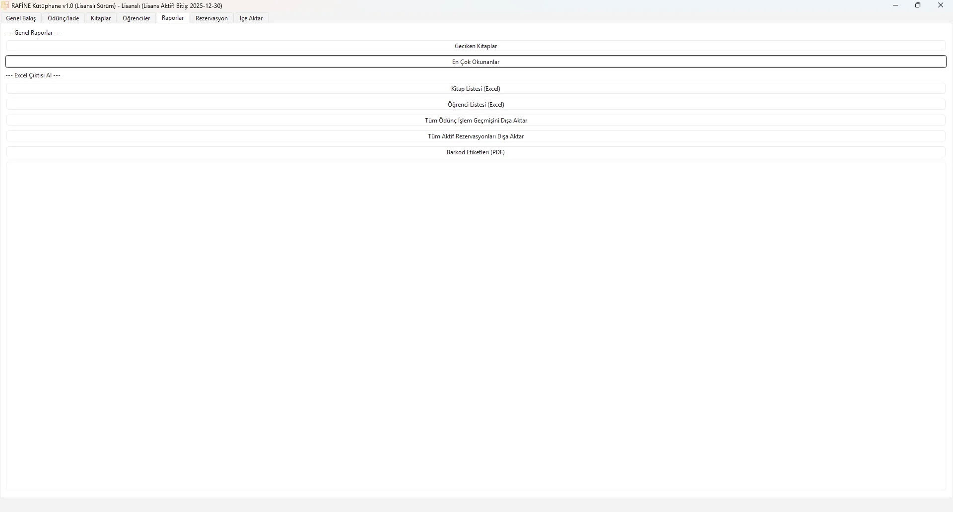 Raporlama ve İstatistik Ekranı