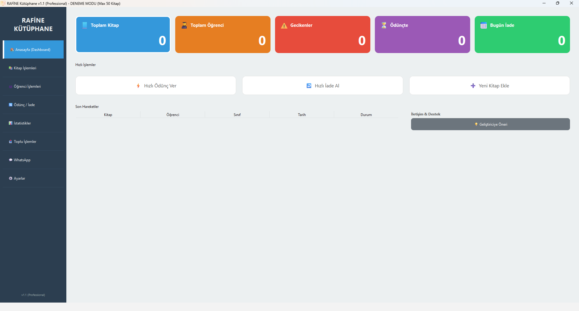 Rafine Kütüphane Arayüz